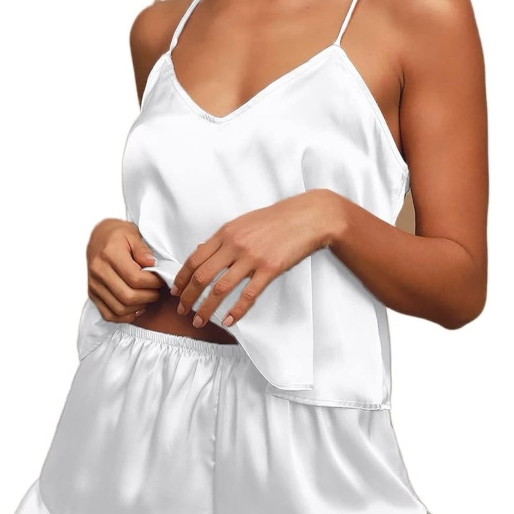 Silk Satin Ruffled Pajamas Sets Shorts
